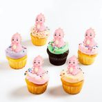 Blumomon 4 adet pembe çizgi film dinozor cupcake tepe süsü 3D çizgi film dinozor oyuncak pasta dekorasyonu kürdan bebek partisi doğum günü partisi pasta dekorasyon malzemeleri