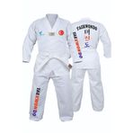 Bluu Acemi Beyaz Yaka Baskılı Taekwondo Elbisesi Dobok (180)