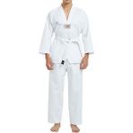 Bluu Acemi Beyaz Yaka Taekwondo Elbisesi Tekvando Elbisesi Dobok - 120 cm