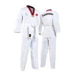 Bluu Ay Yıldız Baskılı Pum Yaka Taekwondo Elbisesi Dobok Tekvando Elbisesi (Beyaz, 150)