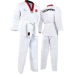 Bluu Ay Yıldız Baskılı Pum Yaka Taekwondo Elbisesi Dobok Tekvando Elbisesi - Beyaz - 180 cm
