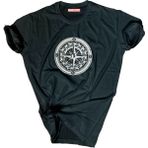 Bluu Baskılı Tişört Outdoor Normal Kalıp Tshirt - XL - Siyah
