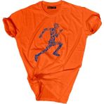 Bluu Baskılı Tişört Outdoor Normal Kalıp Tshirt - XL - Turuncu