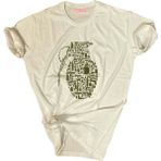 Bluu Baskılı Tişört Outdoor Normal Kalıp Tshirt - XS - Bej
