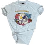 Bluu Baskılı Tişört Outdoor Normal Kalıp Tshirt - XS - Beyaz