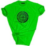 Bluu Baskılı Tişört Outdoor Normal Kalıp Tshirt - XS - Yeşil