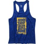 Bluu HMBLW Mavi Sarı Fitness Gym Tank Top Erkek Sporcu Atleti