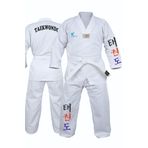 Bluu Korece Baskılı Beyaz Yaka Acemi Taekwondo Elbisesi Dobok Tekvando Elbisesi (Beyaz, 100)