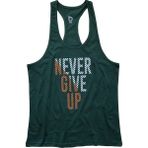 Bluu Never Give Up Yeşil Fitness Gym Tank Top Erkek Sporcu Atleti
