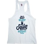 Bluu Squat Beyaz Fitness Gym Tank Top Erkek Sporcu Atleti