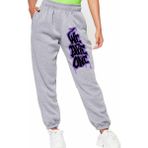Bluu Unisex Mevsimlik Kumaş Elastik Bel Baskılı Joggers Pantolon Eşofman Altı Gri - 2XL