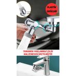 Bluvex Gümüş Renk 2 Fonksiyonlu Akrobat Musluk Ucu Başlığı 1080 Derece Dönebilen Paslanmaz Çelik