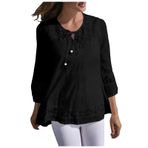 Bluz, kadınlar için, yazlık, dantel, yamalı yamalı 3/4 tişört, kadın tişörtü, V yaka, kısa kollu tişört, bluz, kırmızı, sarı, sarı üst kısım, Siyah, S