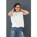 Bluz Kolsuz Degaje Yaka - Ekru