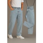 BM BALANCEMODA Erkek Mavi Kar Baggy Fit Likrasız Rahat Kesim Jean Pantolon