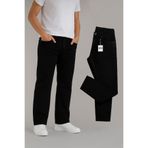 BM BALANCEMODA Erkek Siyah Regular Boru Paça Esnek Likralı Denim Jeans Kot Pantolon