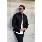 BM BALANCEMODA Erkek Siyah Süet Dik Yaka Ceket