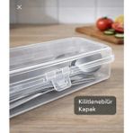 Bm House Bmhouse 6 Adet Kilitli Kapaklı Şeffaf Çatal Kaşık Saklama Kutusu Çok Amaçlı Taşıma ve Düzenleme Kabı - 079 Buz Beyazı