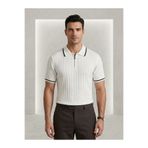 B&M Jared Yakalı Şerit Çizgili Yarım Fermuar Triko Erkek Polo Yaka T-Shirt