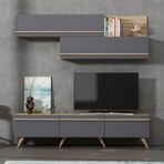 BMdekor Asil Antrasit Meşe 180 cm Beyaz Tv Ünitesi