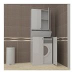 BMdekor Çamaşır Makinesi Dolabı Kristal Alt Üst Dolap - Beyaz - Yok