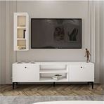 BMdekor Cunda Beyaz Led Işıklı 150 cm Tv Ünitesi