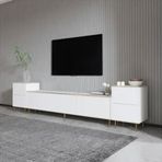 BMdekor Kozan Set Beyaz Mermer Desen Gold 260 cm Tv Sehpası