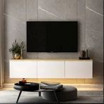 BMdekor Norm Duvara Monte Beyaz Safir Meşe LED Işıklı 160 cm Tv Sehpası
