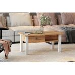 BMdekor Orta Sehpa Loft Beyaz Antik Çam