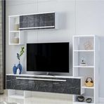 Bmdekor Tv Ünitesi Beyaz Mermer Desen