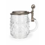 BMF Bierseidel Vintage Cam Bira Bardağı, Kalay Kapaklı, 500ml, 12x8cm, Batı Almanya Yapımı, Koleksiyonluk