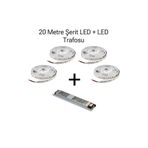 BMG Aydınlatma 20 Metre Şerit Led Led Trafosu Paket Halinde 10 Çipli Yüksek Işık Şerit Led Gün Işığı