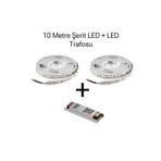 BMG Aydınlatma Şerit Led 10 Metre 5 Amper Led Trafosu Şerit Led 10 Metre Set Halinde Iç Mekan Yeşil Işık