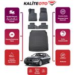 Bmw 5 Serisi F10 2016 Model Bagaj Havuzu+4d Araca Özel Havuzlu Paspas Takımıı Prqx - Siyah