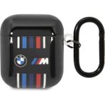 BMW Airpod Uyumlu Çoklu Renkli Çizgili Çift Imd Baskı Logolu Kılıf Siyah