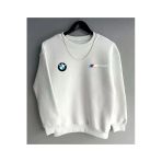 Bmw Baskılı Original Ünisex Kışlık Sweatshirt Beyaz
