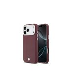 Bmw Iphone 17 Pro Max Metal Logolu Magsafe Uyumlu Deri Kırmızı Telefon Kılıfı
