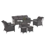 BN GARDEN Bn Garden Rattan Alfa Bahçe Mobilyası 3+1+1+1+1+camlı masa