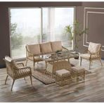Bn Garden Savanna Cappuccinno 3+1+1 Camlı Masa Rattan Balkon Bahçe Takımı
