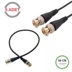 Bnc Kablo Erkek-erkek Hazır Uçlu 0.5 Mt - Siyah Cctv Görüntü Sinyal Kablosu - 5 Adet