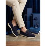 BOA ABA0252 %100 Içi Dışı Hakiki Deri Erkek Lacivert Süet Casual Loafer Termo Taban Ayakkabı