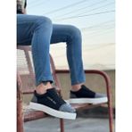 Boa BA0104 Bağcıklı Siyah Ekose Süet Kumaş Erkek Klasik Ayakkabı