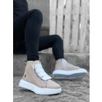 Boa Ba0142 Bantlı Yüksek Taban Krem Beyaz Erkek Spor Bot