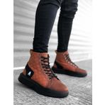 Boa BA0159 Bağcıklı Koyu Taba Kapitone Erkek Yüksek Taban Spor Bot