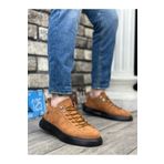 BOA BA0331 Bağcıklı Erkek Yüksek Taban Taba Süet Siyah Taban Spor Ayakkabı
