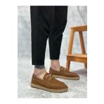 BOA BA0358 BOA Doğal Deri Tozu Bağcıklı Kauçuk El Yapımı Espadril Taban Taba Renk Erkek Ayakkabı