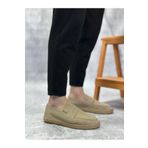 BOA BA0359 BOA Doğal Deri Tozu Bağcıksız Kauçuk El Yapımı Espadril Taban Krem Renk Erkek Ayakkabı