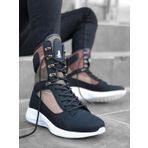 Boa BA0600 Siyah - Beyaz Renk Kamuflaj Boksör Model Yüksek Taban Unisex Postal Bot