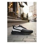 BOA Siyah Beyaz Parçalı Erkek Günlük Ayakkabı Bağcıklı Yüksek Taban Comfort SNEAKERBA0246
