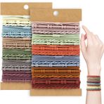 BOARDFEB 48 adet Boho saç lastiği, Boho elastik saç lastiği, bileklik, çok renkli, yumuşak saç lastiği, hasar vermez, at kuyruğu tutucu, kalın ve ince saçlı